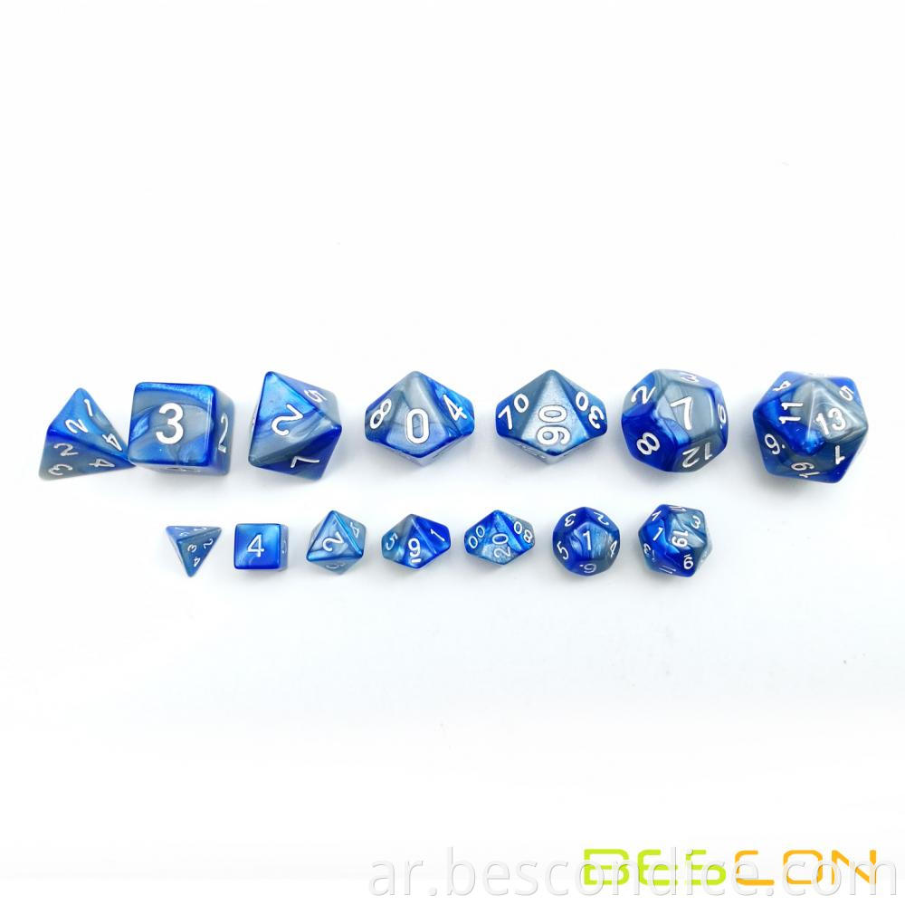 10mm Steel Blue Polyhedral Dice Set 3